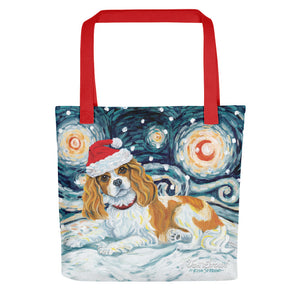 Cavalier King Charles (Blenheim) Snowy Night Tote Bag