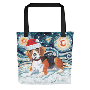 Beagle Snowy Night Tote Bag