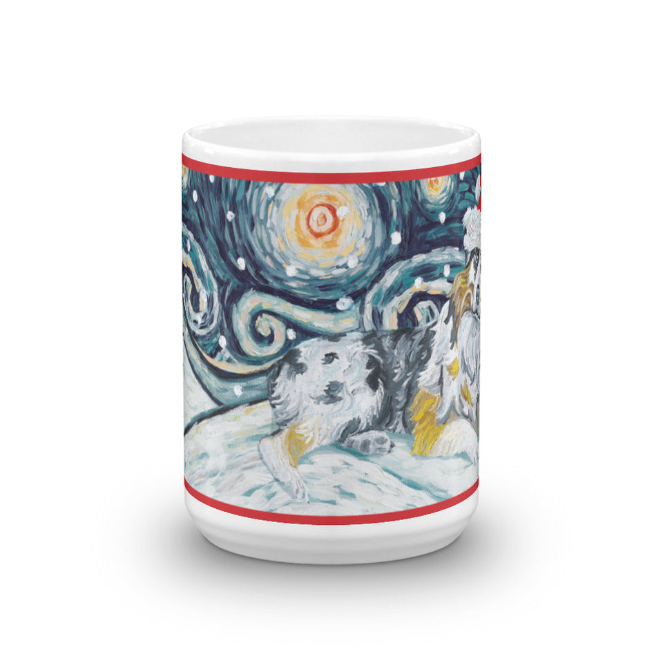 Australian Shepherd Snowy Night Mug - 15oz