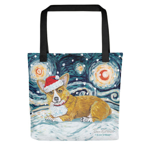 Corgi (Pembroke Welsh) Snowy Night Tote Bag