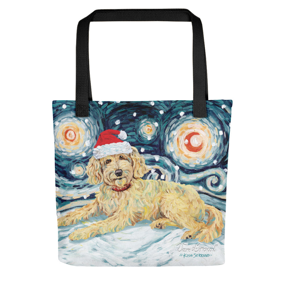 Doodle (Golden) Snowy Night Tote bag