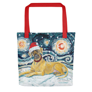 Great Dane (Uncropped) Snowy Night Tote Bag