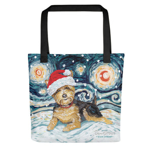 Yorkie Snowy Night Tote Bag