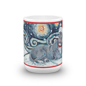 American Staffordshire Terrier (Grey) Snowy Night Mug - 15oz