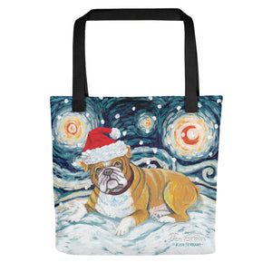 Bulldog Snowy Night Tote