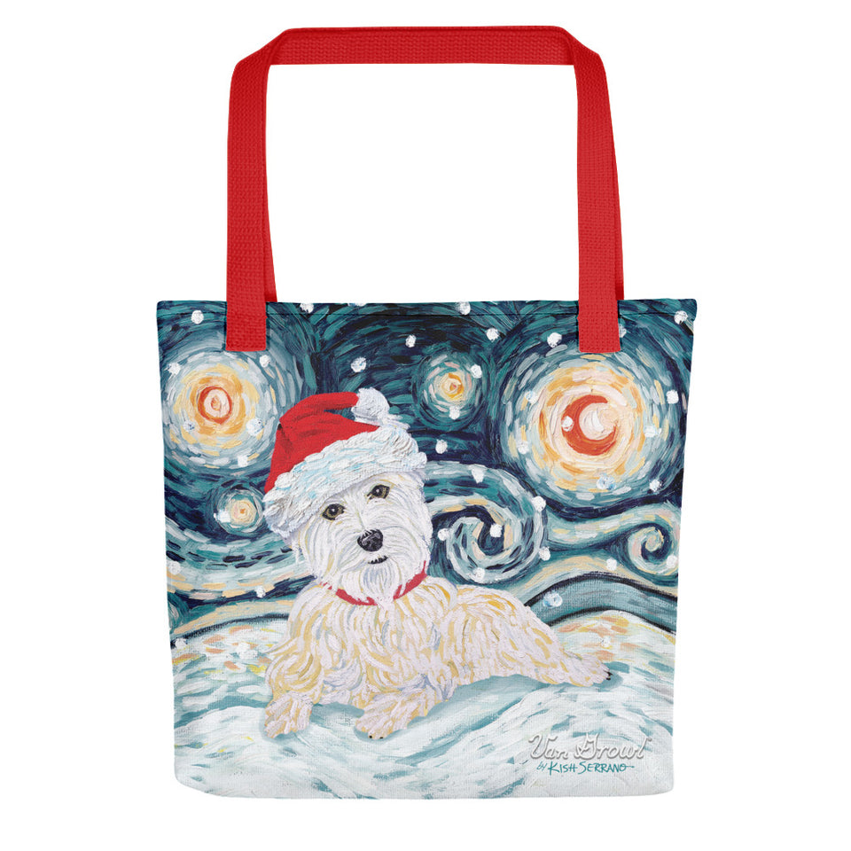 Westie Snowy Night Tote bag