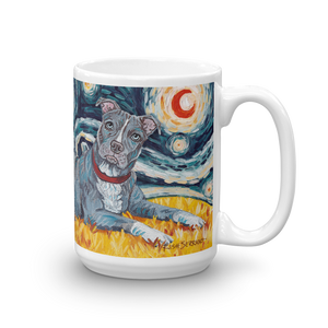 Pit Bull Terrier (grey) STARRY NIGHT Mug-15oz