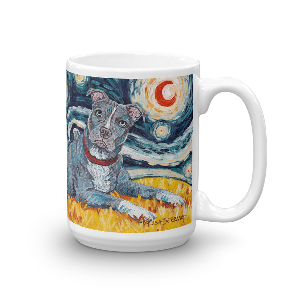 Pit Bull Terrier (grey) STARRY NIGHT Mug-15oz