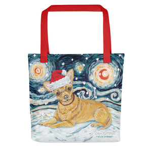 Chihuahua Snowy Night Tote Bag