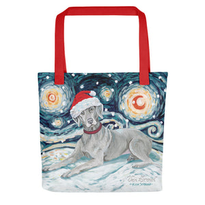 Weimaraner Snowy Night Tote Bag