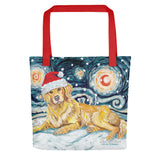 Golden Retriever Snowy Night Tote Bag
