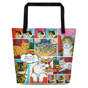 "The Art of Being a Cat" Beach Bag with Pocket