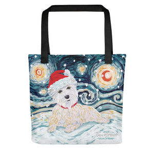 Westie Snowy Night Tote bag