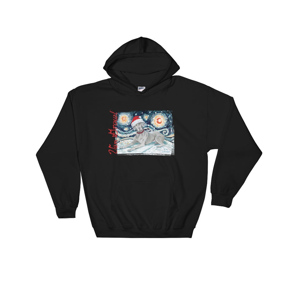 Weimaraner Snowy Night Hoodie