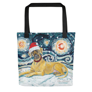 Great Dane (Uncropped) Snowy Night Tote Bag
