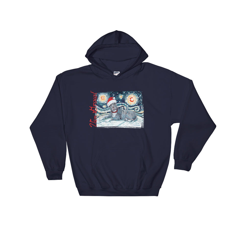 American Staffordshire Terrier (Grey) Snowy Night Hoodie