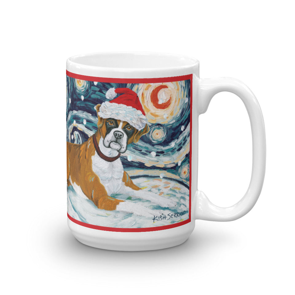 Boxer Snowy Night Mug - 15oz