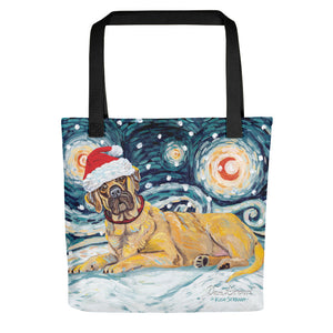 Mastiff Snowy Night Tote Bag