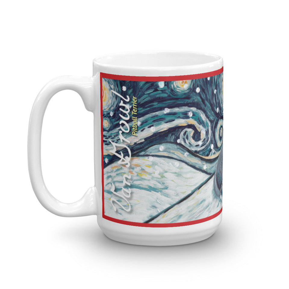 American Staffordshire Terrier (Grey) Snowy Night Mug - 15oz