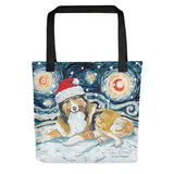 Shetland Sheepdog Snowy Night Tote Bag