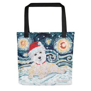 Westie Snowy Night Tote bag