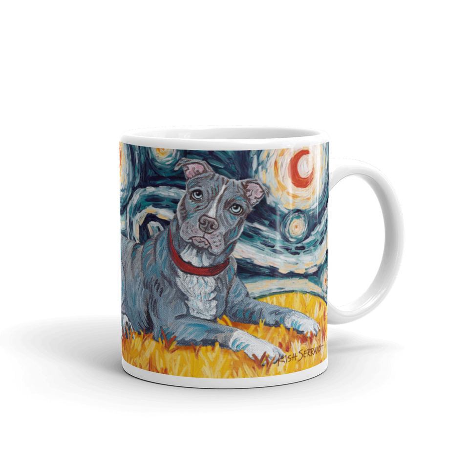Pit Bull Terrier (grey) STARRY NIGHT Mug-15oz