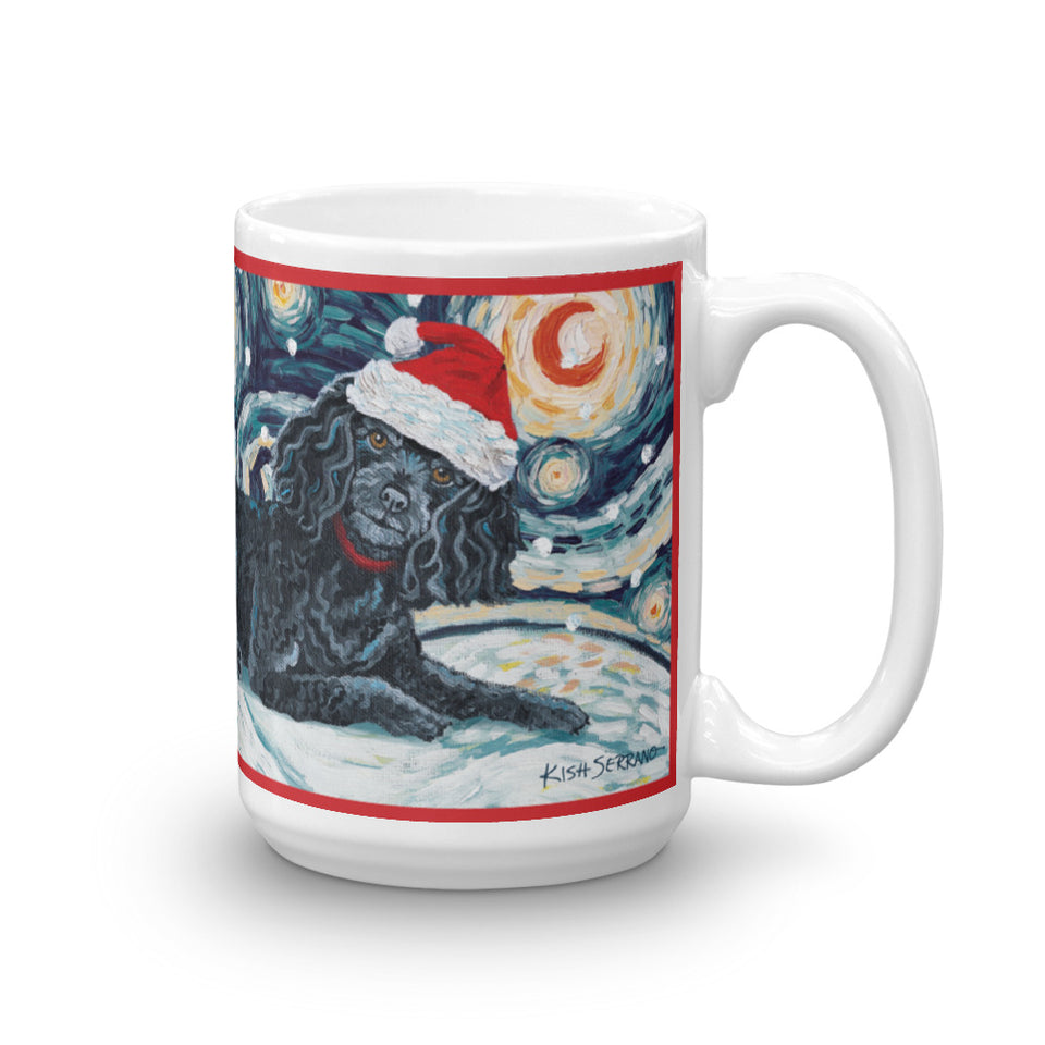 Poodle Black Snowy NIght Mug - 15oz