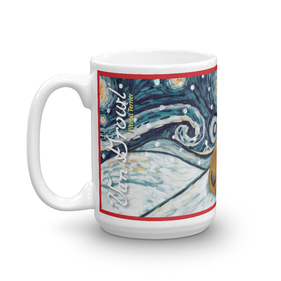 American Staffordshire Terrier (Tan) Snowy Night Mug - 15oz