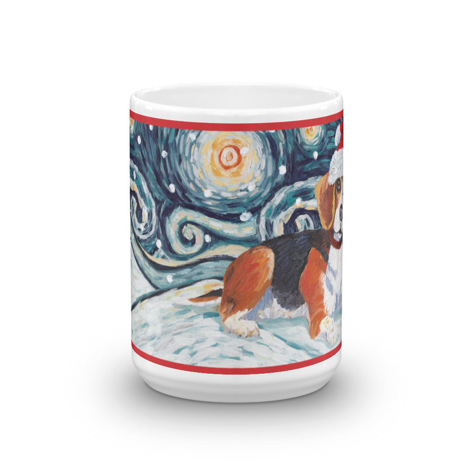Beagle Snowy Night Mug - 15oz