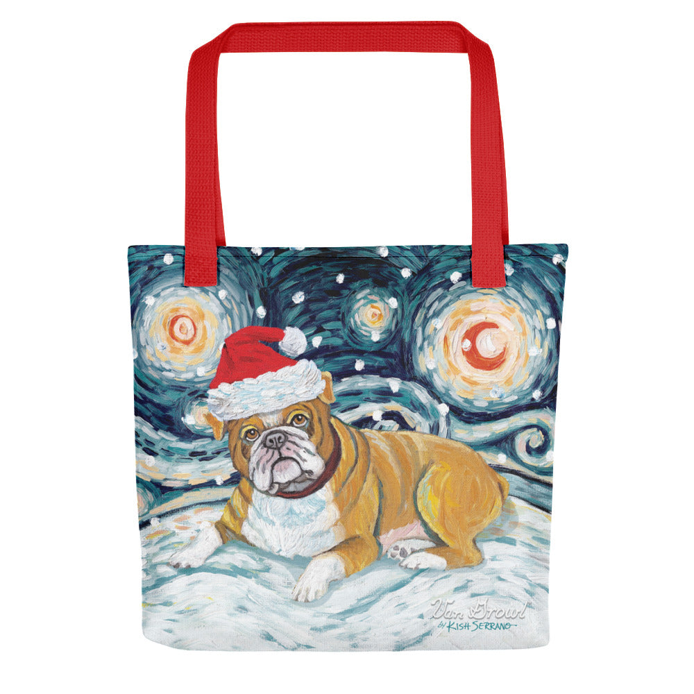 Bulldog Snowy Night Tote