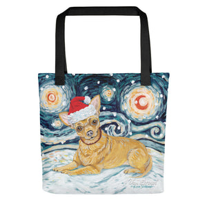 Chihuahua Snowy Night Tote Bag