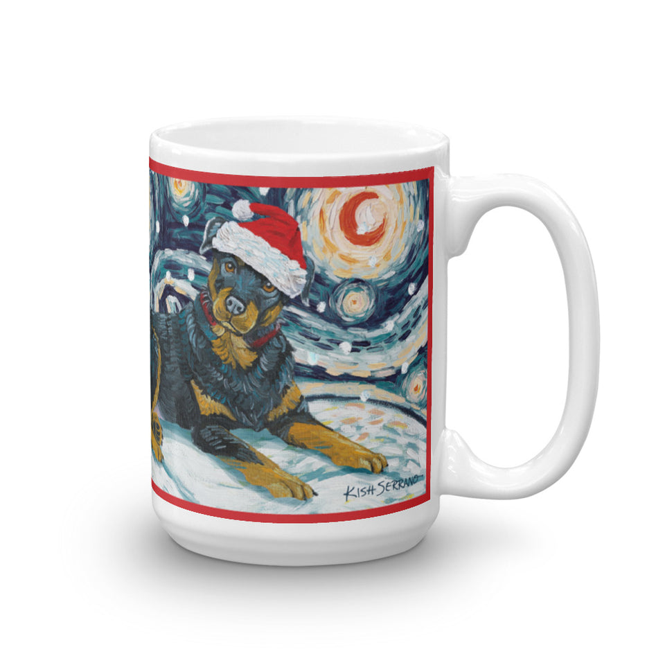 Rottweiler Snowy Night Mug - 15oz