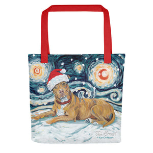 American Staffordshire Pitbul Snowy Night Tote bag