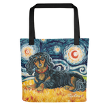 Dachshund (longhaired black & tan) STARRY NIGHT Tote