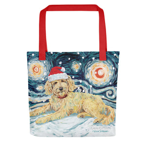 Doodle (Golden) Snowy Night Tote bag