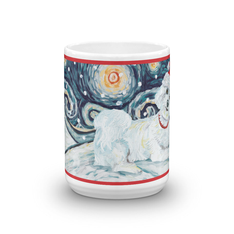 Maltese (Puppy Cut) Snowy Night Mug - 15oz