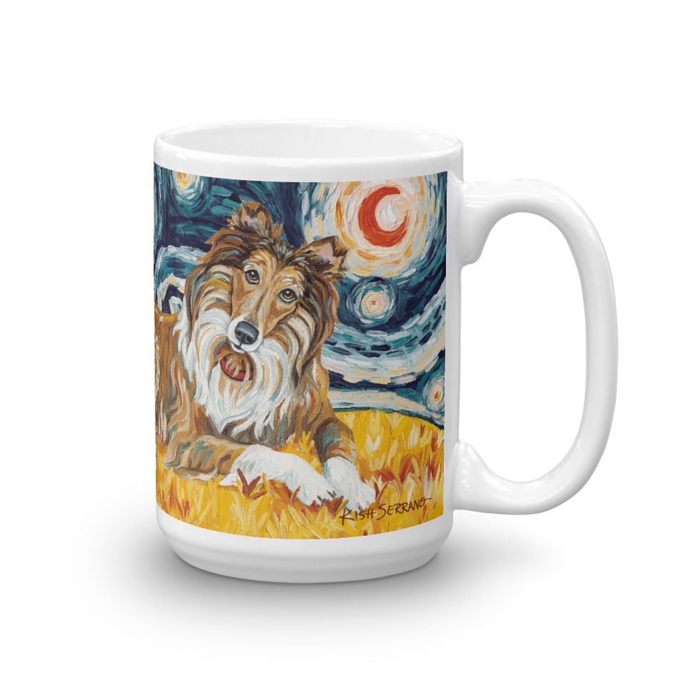 Collie (dark face) STARRY NIGHT Mug-15oz