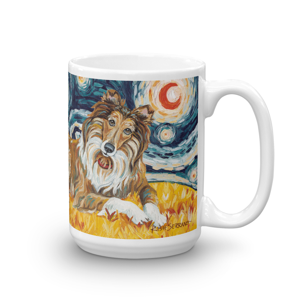 Collie (dark face) STARRY NIGHT Mug-15oz