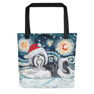 Shih Tzu (Black) Snowy Night Tote Bag