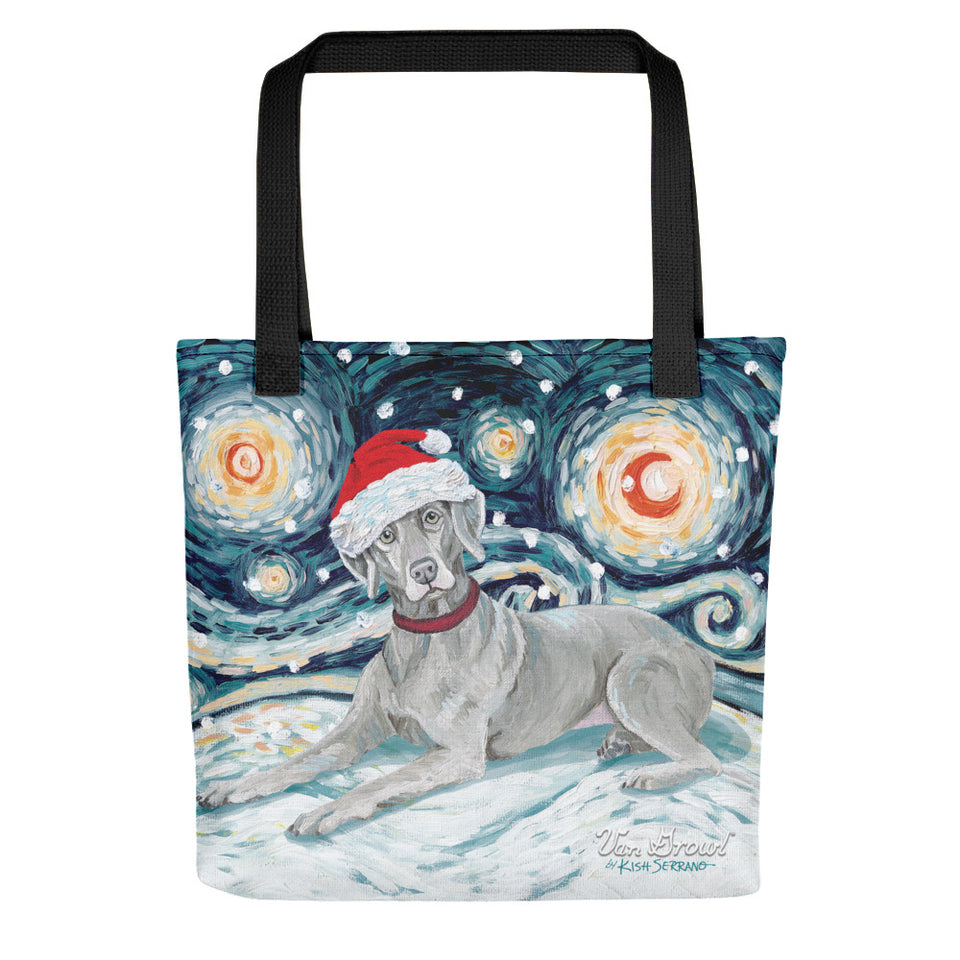Weimaraner Snowy Night Tote Bag