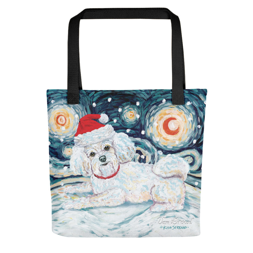 Bichon Snowy Night Tote Bag