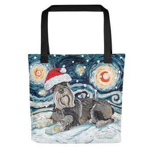 Schnauzer Snowy Night Tote Bag