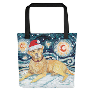 Labrador (Yellow) Snowy Night Tote Bag