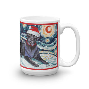 Labrador Retriever (Black) Snowy Night Mug - 15oz