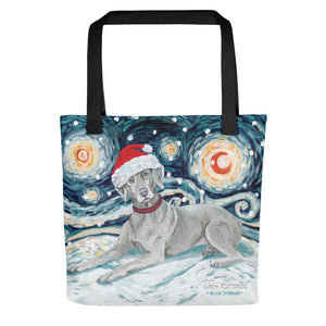 Weimaraner Snowy Night Tote Bag