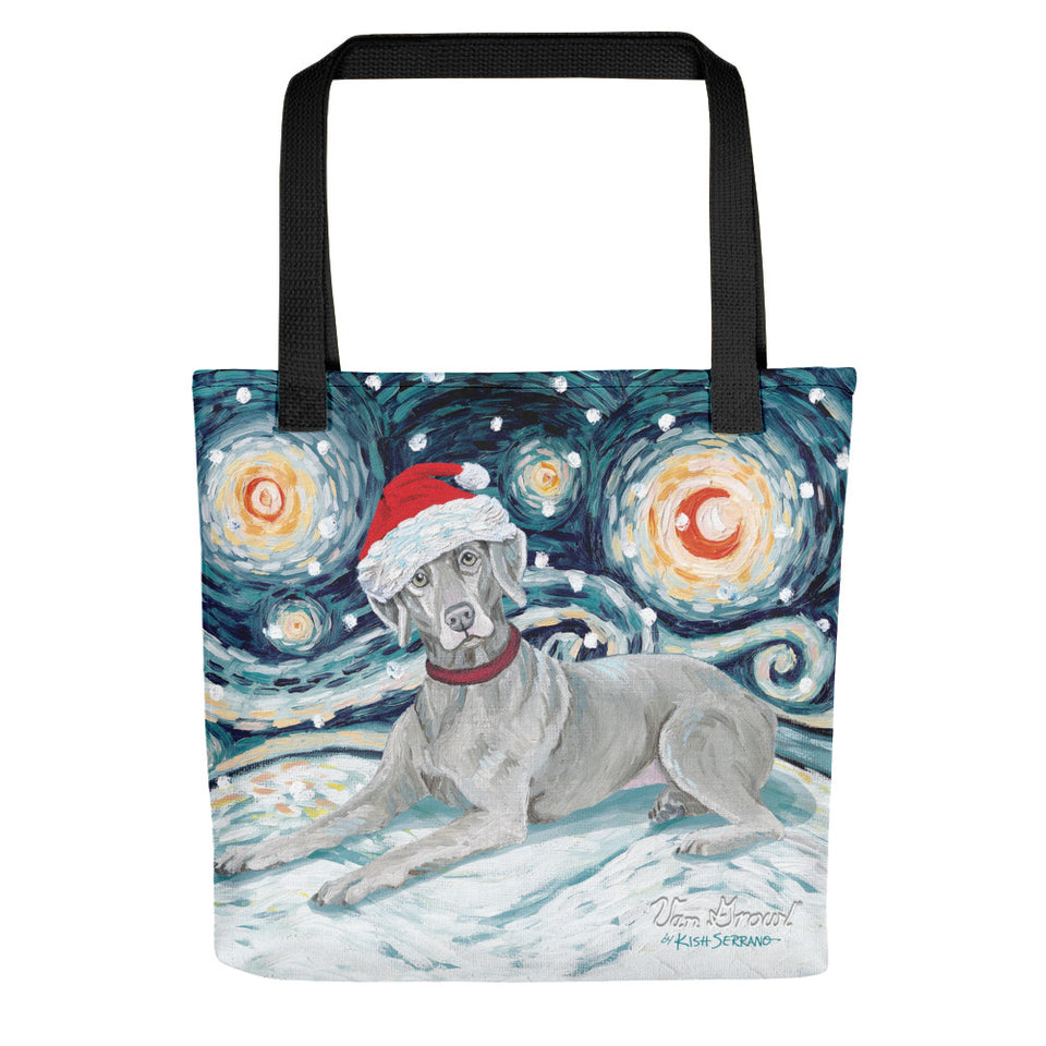 Weimaraner Snowy Night Tote Bag