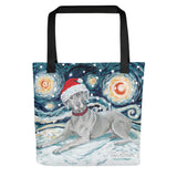 Weimaraner Snowy Night Tote Bag