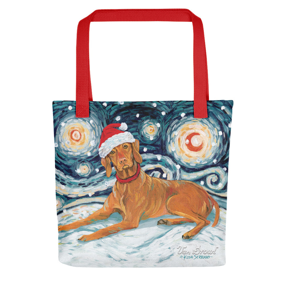 Vizsla Snowy Night Tote Bag