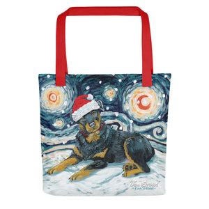 Rottweiler Snowy Night Tote Bag