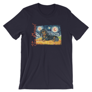 Dachshund (long haired black & tan) STARRY NIGHT T-Shirt